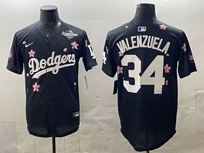 Men 2025 Nike Los Angeles Dodgers #34 Valenzuela Black Game MLB Jersey 03->los angeles dodgers->MLB Jersey